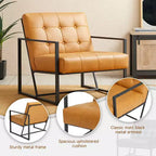 Poltrona accentato con bottoni trapuntati in similpelle stile Mid-Century Modern - Glitzhome