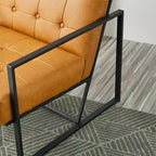 Poltrona accentato con bottoni trapuntati in similpelle stile Mid-Century Modern - Glitzhome