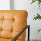 Poltrona accentato con bottoni trapuntati in similpelle stile Mid-Century Modern - Glitzhome