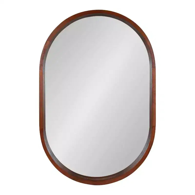 Specchio a capsula Kate e Laurel Hutton Wood, 24x36, Noce Marrone