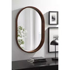 Specchio a capsula Kate e Laurel Hutton Wood, 24x36, Noce Marrone
