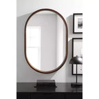 Specchio a capsula Kate e Laurel Hutton Wood, 24x36, Noce Marrone