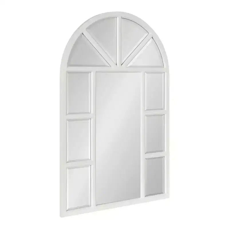 Kate and Laurel Hogan Arch MDF Windowpane Mirror, 24x36, White