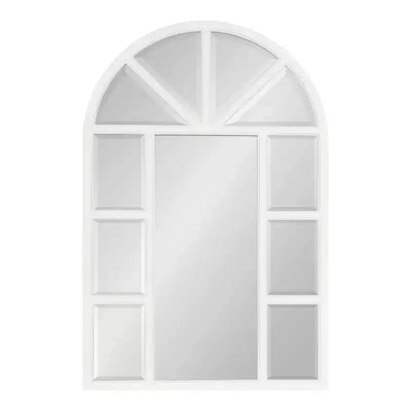 Kate and Laurel Hogan Arch MDF Windowpane Mirror, 24x36, White