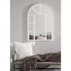 Kate and Laurel Hogan Arch MDF Windowpane Mirror, 24x36, White