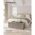 SONGMICS 43 Storage Ottoman Bench Folding Leather Ottoman Storage Footrest Hold up to 660lb