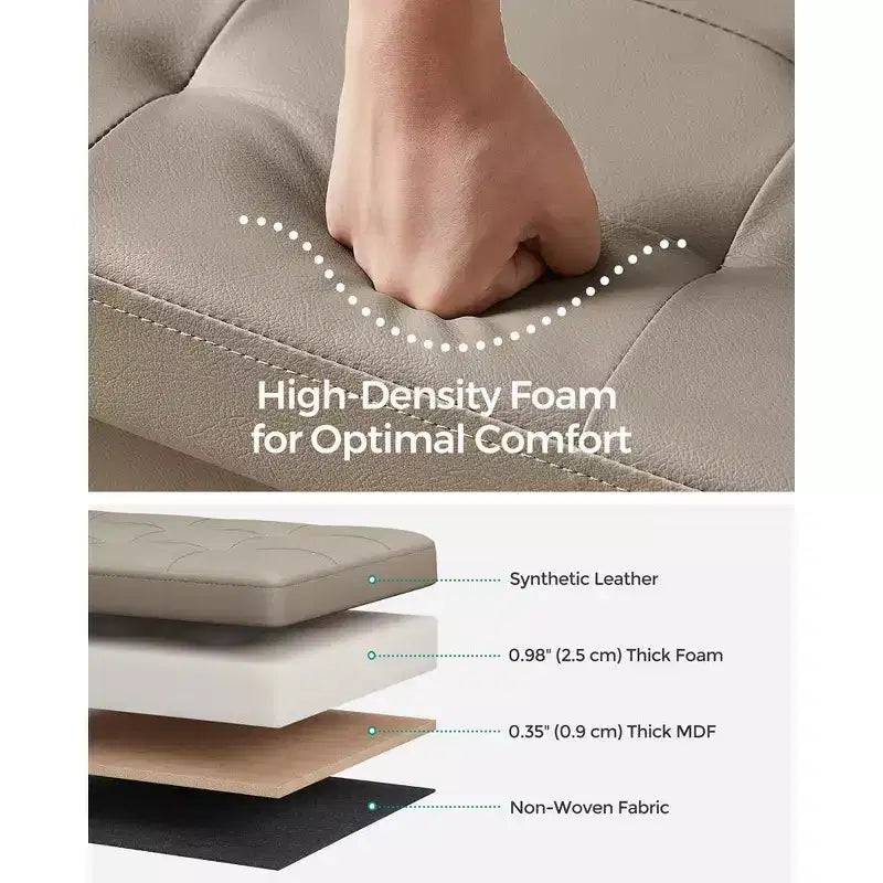 SONGMICS 43 Storage Ottoman Bench Folding Leather Ottoman Storage Footrest Hold up to 660lb