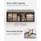 SONGMICS 43 Storage Ottoman Bench Folding Leather Ottoman Storage Footrest Hold up to 660lb