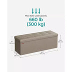 SONGMICS 43 Storage Ottoman Bench Folding Leather Ottoman Storage Footrest Hold up to 660lb