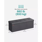 SONGMICS 43 Storage Ottoman Bench Folding Leather Ottoman Storage Footrest Hold up to 660lb