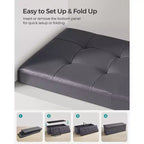 SONGMICS 43 Storage Ottoman Bench Folding Leather Ottoman Storage Footrest Hold up to 660lb