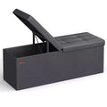 SONGMICS 43 Storage Ottoman Bench Folding Leather Ottoman Storage Footrest Hold up to 660lb