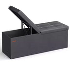 SONGMICS 43 Storage Ottoman Bench Folding Leather Ottoman Storage Footrest Hold up to 660lb