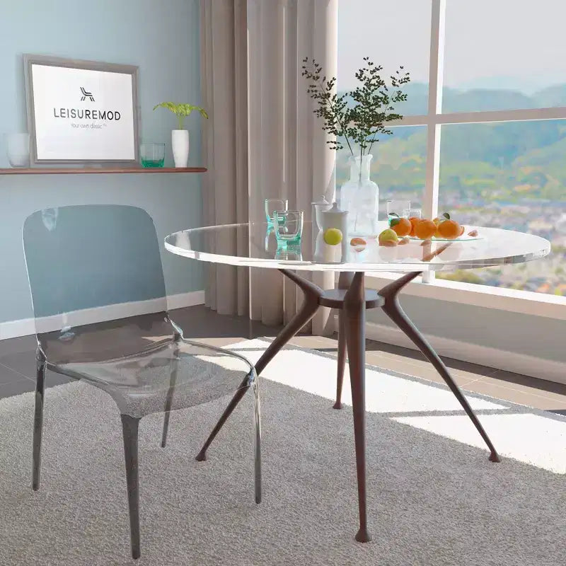 LeisureMod Murray Sedia da Pranzo in Acrilico con Bordo a Cascata e Sedile Modellato Elegante, Stile Moderno per Cucina, Sala da Pranzo, Ufficio, Lounge o Bar