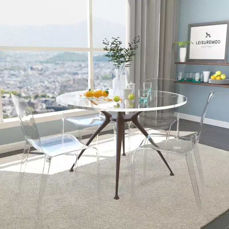 LeisureMod Murray Waterfall Edge Design Acrylic Dining Chair with Sleek Molded Seat, Modern Style for Kitchen, Dining Room, Office, Lounge, or Cafe