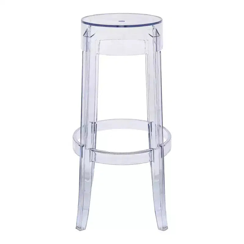 LeisureMod Averill Modern Barstool with Clear Acrylic Seat and Legs, Transparent Bar Height Chair for Kitchen Island or Home Bar
