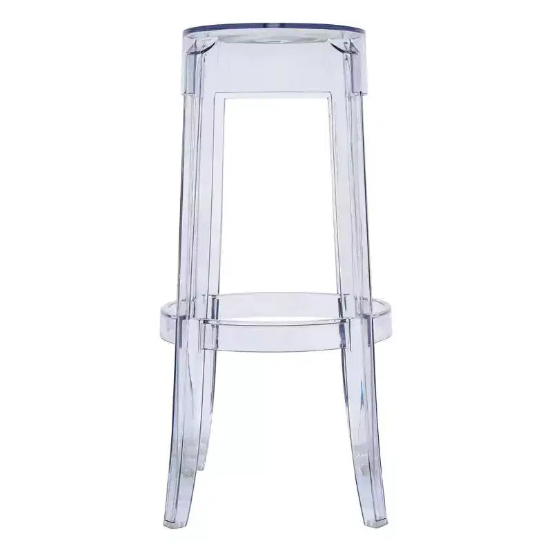 LeisureMod Averill Modern Barstool with Clear Acrylic Seat and Legs, Transparent Bar Height Chair for Kitchen Island or Home Bar