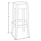 Sgabello da bar moderno LeisureMod Averill con seduta e gambe in acrilico trasparente, sedia trasparente alta da bar per isola cucina o bar di casa