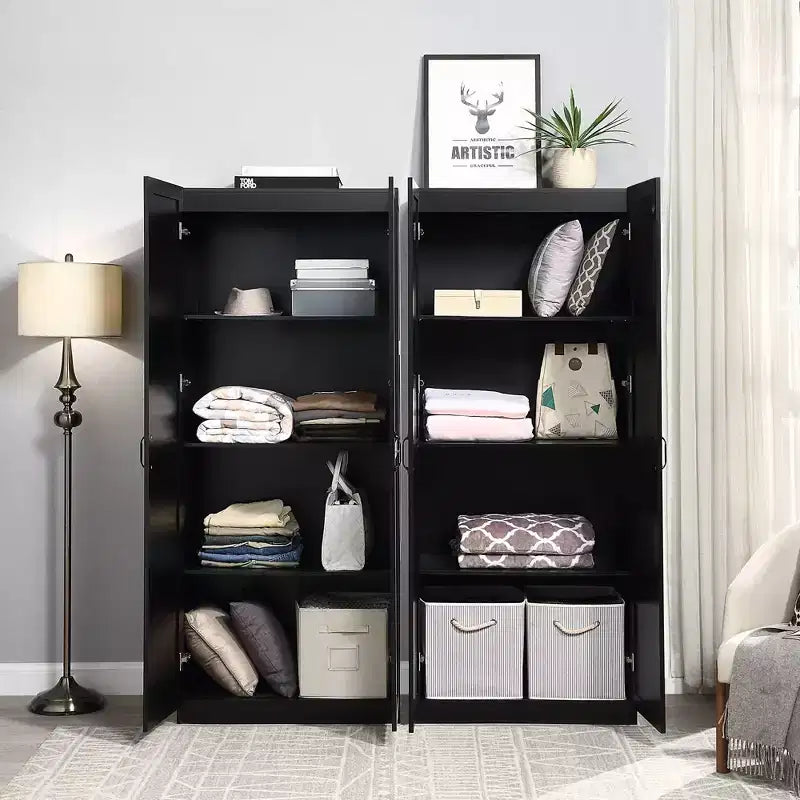 Set of 2 Hopkins Modern 4 Shelf Storage Closets - Manhattan Comfort