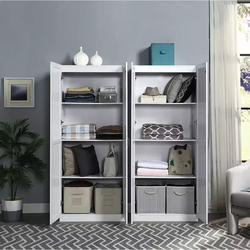 Set of 2 Hopkins Modern 4 Shelf Storage Closets - Manhattan Comfort