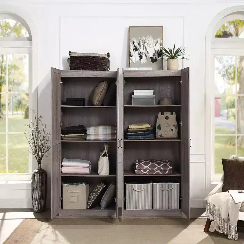 Set of 2 Hopkins Modern 4 Shelf Storage Closets - Manhattan Comfort