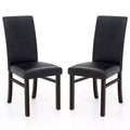Costway Upholstered Dining Chairs Set of 2/4 PU Leather Armless Solid Rubber Wood Legs