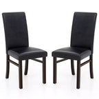 Costway Upholstered Dining Chairs Set of 2/4 PU Leather Armless Solid Rubber Wood Legs