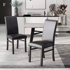 Costway Sedie da Pranzo Imbottite Set da 2/4 in Pelle PU Senza Braccioli con Gambe in Legno Massello di Gomma