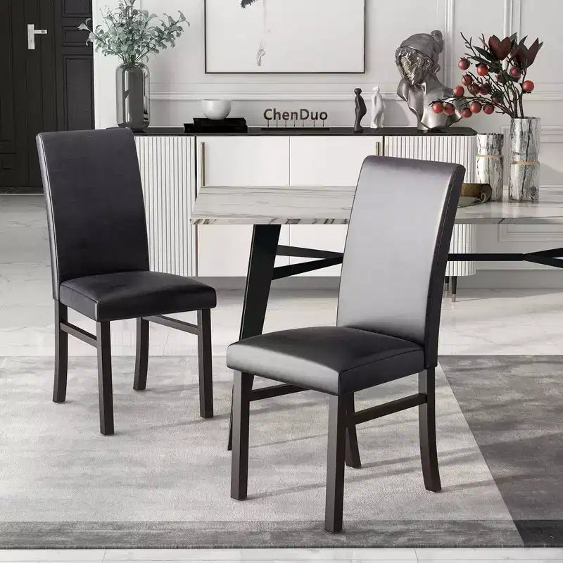 Costway Sedie da Pranzo Imbottite Set da 2/4 in Pelle PU Senza Braccioli con Gambe in Legno Massello di Gomma