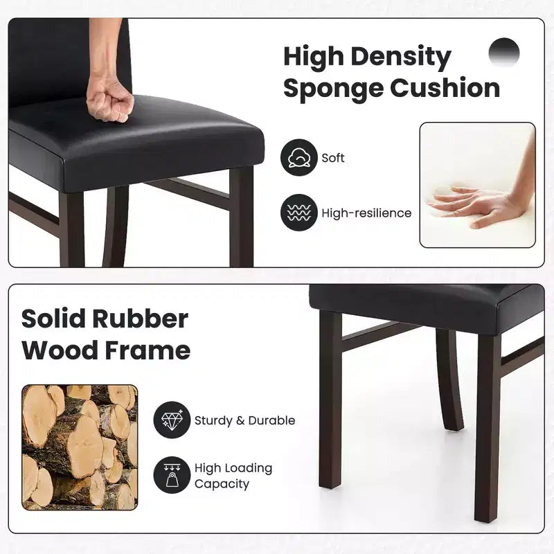 Costway Sedie da Pranzo Imbottite Set da 2/4 in Pelle PU Senza Braccioli con Gambe in Legno Massello di Gomma