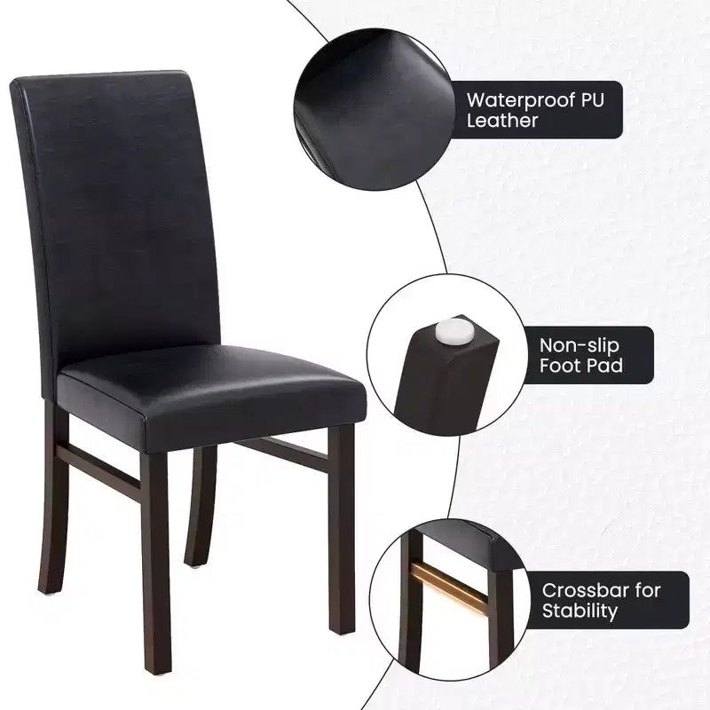 Costway Sedie da Pranzo Imbottite Set da 2/4 in Pelle PU Senza Braccioli con Gambe in Legno Massello di Gomma