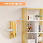 Garvee Bookshelf Modern Bookcase with Drawers Gold Storage Rack Shelf Tall Standing Bookshelves for Bedroom, Living Room, Home Office, Gold