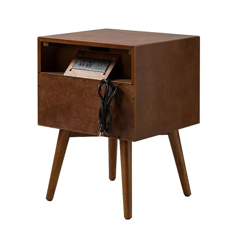 Set of 2 Doris 2 - Drawer end table with Built-In Outlets | HULALA HOME