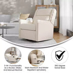 Merrick Lane 3-in-1 Traditional Manual Recliner Rocker Swivel Glider Chair