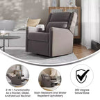 Merrick Lane 3-in-1 Traditional Manual Recliner Rocker Swivel Glider Chair