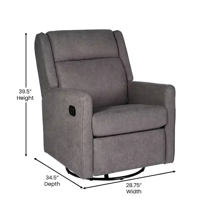 Merrick Lane 3-in-1 Traditional Manual Recliner Rocker Swivel Glider Chair