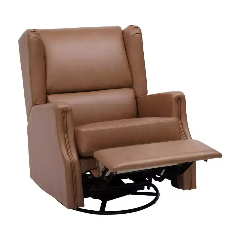Emma and Oliver Manual Glider Rocker Recliner Chair with 360 Degree Swivel, Wingback Recliner Perfect for Living Room, Bedroom, or Nursery
