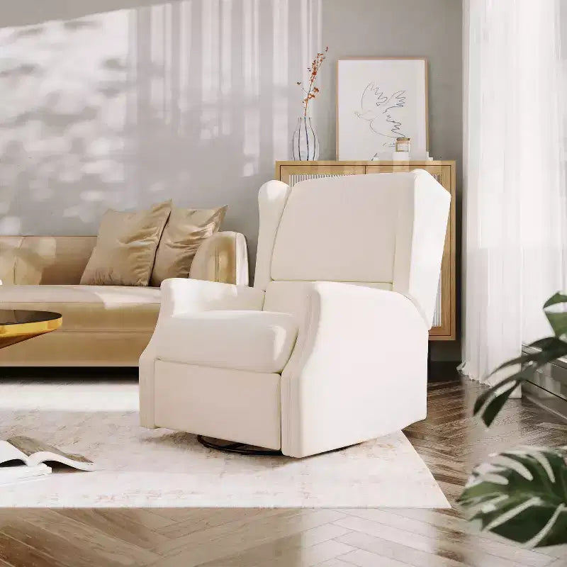 Emma and Oliver Manual Glider Rocker Recliner Chair with 360 Degree Swivel, Wingback Recliner Perfect for Living Room, Bedroom, or Nursery