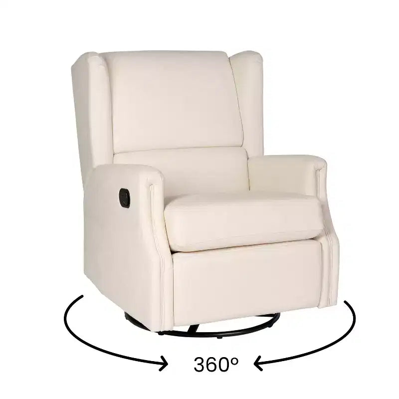 Emma and Oliver Manual Glider Rocker Recliner Chair with 360 Degree Swivel, Wingback Recliner Perfect for Living Room, Bedroom, or Nursery