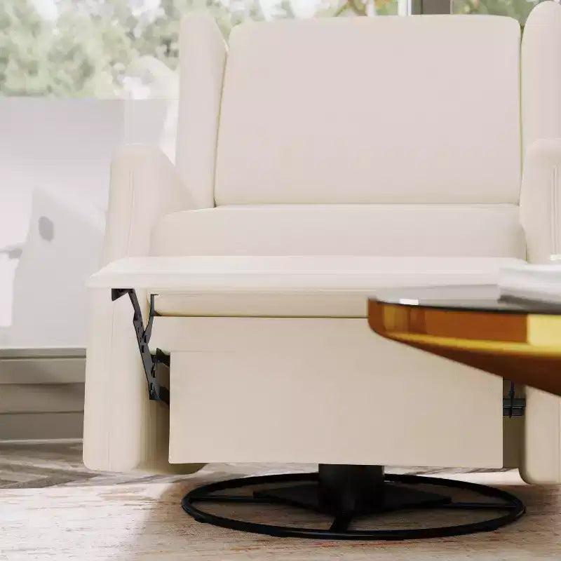 Emma and Oliver Manual Glider Rocker Recliner Chair with 360 Degree Swivel, Wingback Recliner Perfect for Living Room, Bedroom, or Nursery