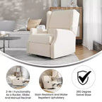 Emma and Oliver Manual Glider Rocker Recliner Chair with 360 Degree Swivel, Wingback Recliner Perfect for Living Room, Bedroom, or Nursery