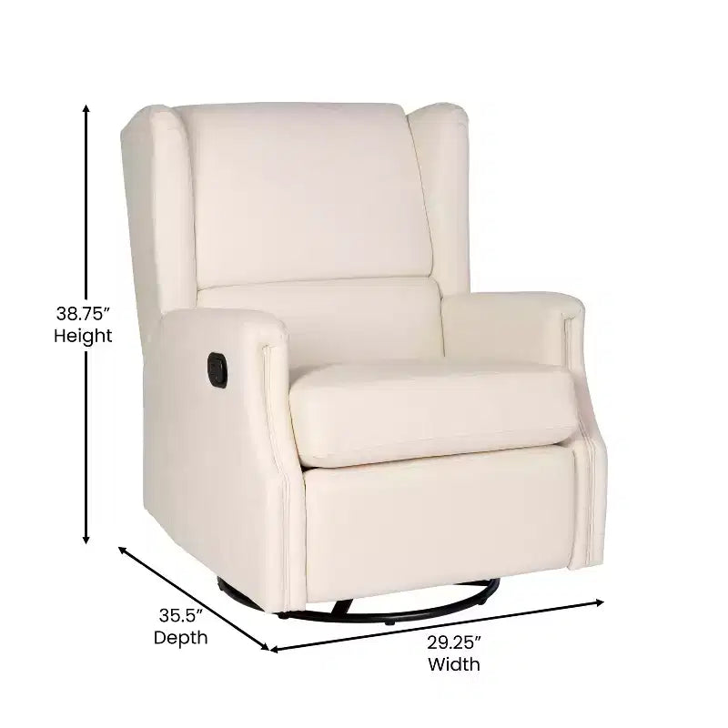 Emma and Oliver Manual Glider Rocker Recliner Chair with 360 Degree Swivel, Wingback Recliner Perfect for Living Room, Bedroom, or Nursery