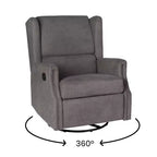 Emma and Oliver Manual Glider Rocker Recliner Chair with 360 Degree Swivel, Wingback Recliner Perfect for Living Room, Bedroom, or Nursery