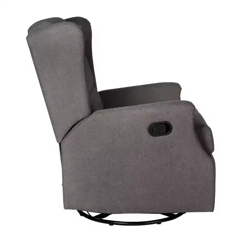 Emma and Oliver Manual Glider Rocker Recliner Chair with 360 Degree Swivel, Wingback Recliner Perfect for Living Room, Bedroom, or Nursery
