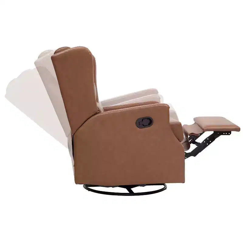 Emma and Oliver Manual Glider Rocker Recliner Chair with 360 Degree Swivel, Wingback Recliner Perfect for Living Room, Bedroom, or Nursery