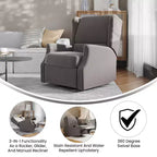 Emma and Oliver Manual Glider Rocker Recliner Chair with 360 Degree Swivel, Wingback Recliner Perfect for Living Room, Bedroom, or Nursery