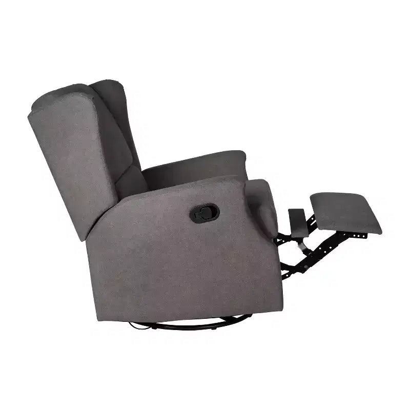 Emma and Oliver Manual Glider Rocker Recliner Chair with 360 Degree Swivel, Wingback Recliner Perfect for Living Room, Bedroom, or Nursery