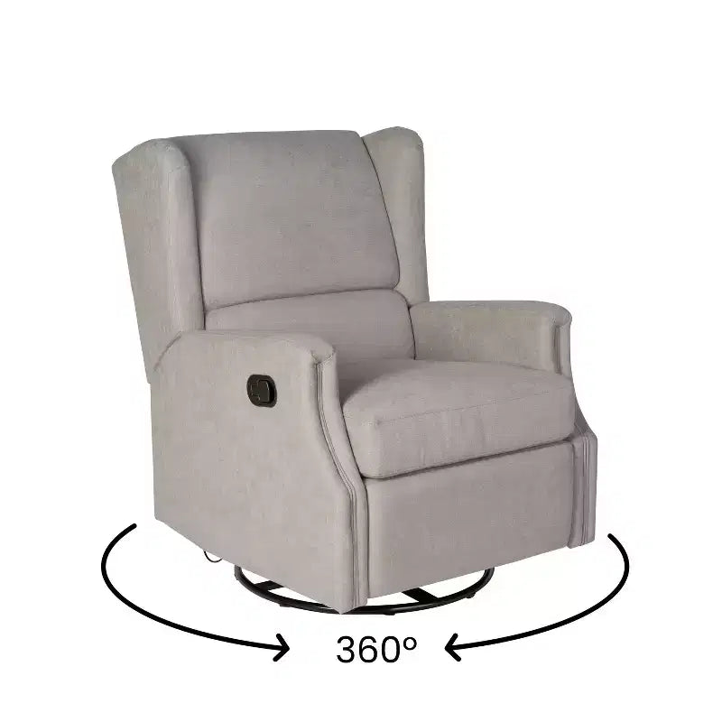 Emma and Oliver Manual Glider Rocker Recliner Chair with 360 Degree Swivel, Wingback Recliner Perfect for Living Room, Bedroom, or Nursery
