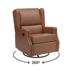 Emma and Oliver Manual Glider Rocker Recliner Chair with 360 Degree Swivel, Wingback Recliner Perfect for Living Room, Bedroom, or Nursery
