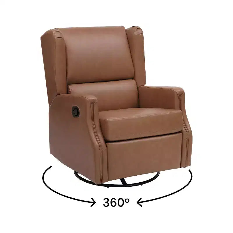 Emma and Oliver Manual Glider Rocker Recliner Chair with 360 Degree Swivel, Wingback Recliner Perfect for Living Room, Bedroom, or Nursery